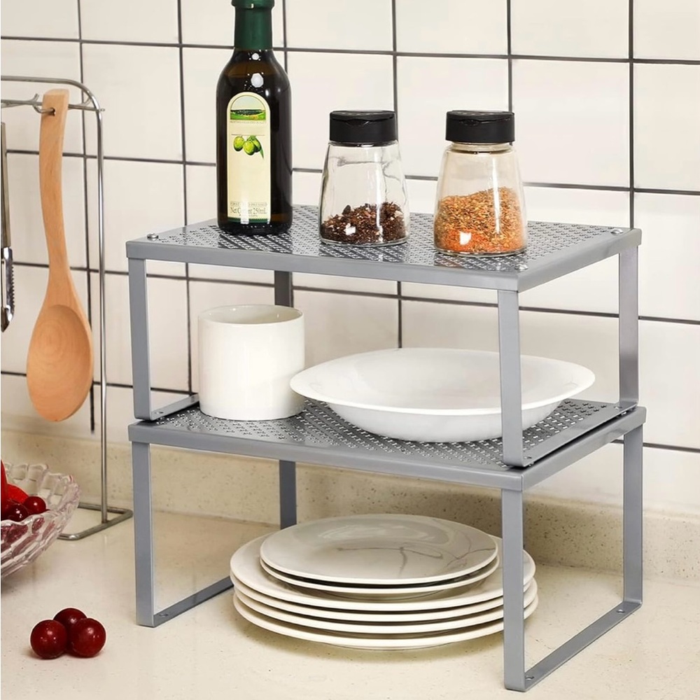 Gray Metal Kitchen Organizer Rack set of 2